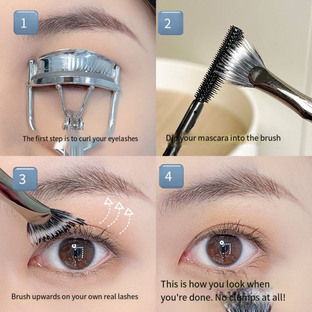 Wimperntuschen-Applikator, abgewinkelt, fächerförmig, Wimpernbürste, fein, deutlich verwurzelt, Wimperntusche, Fächerpinsel, natürlich, für Frauen