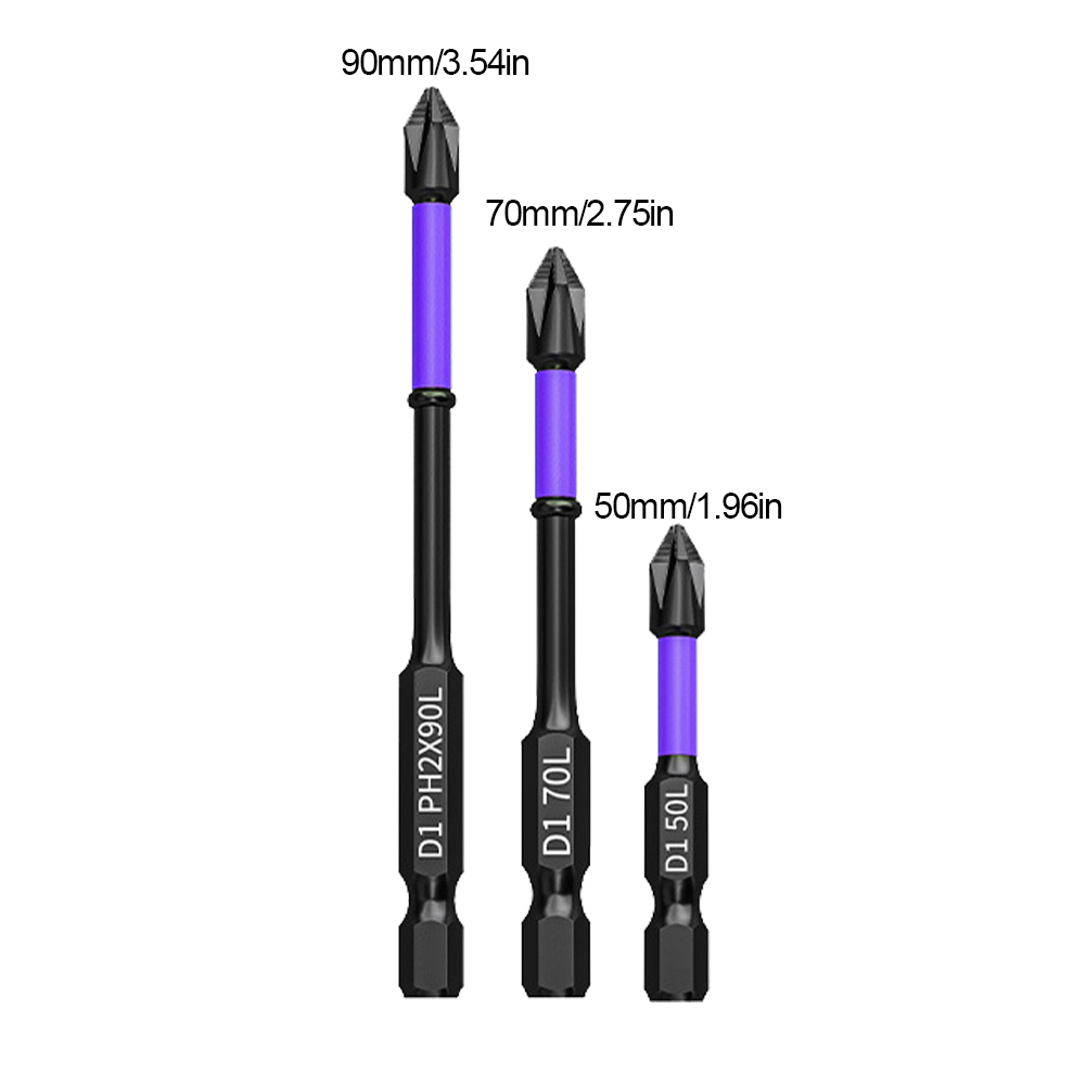 D1 Anti-Slip and Shock-Proof Screwdriver Bit Set High Hardness Strong Magnetic Impact Cross Drill Bit Set 25/50/65/70/90/150mm P