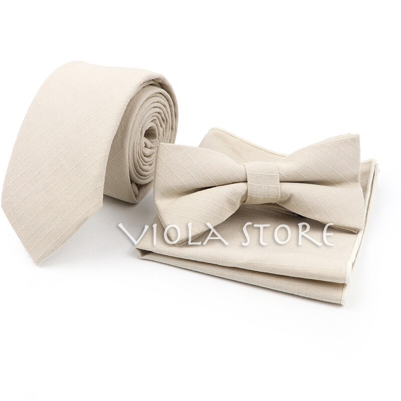 Conjunto de pañuelo de algodón para hombre, corbata de lazo, Color verde claro, rosa, naranja, sólido, 6cm, para boda, , accesorio superior