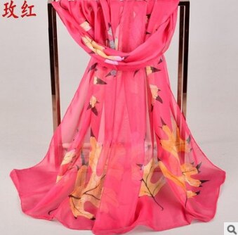 Fal/win esdoornblad chiffon sjaal zijden vierkante hijab coole sjaal dames foulard femme sjaals haar bufanda mujer: 4