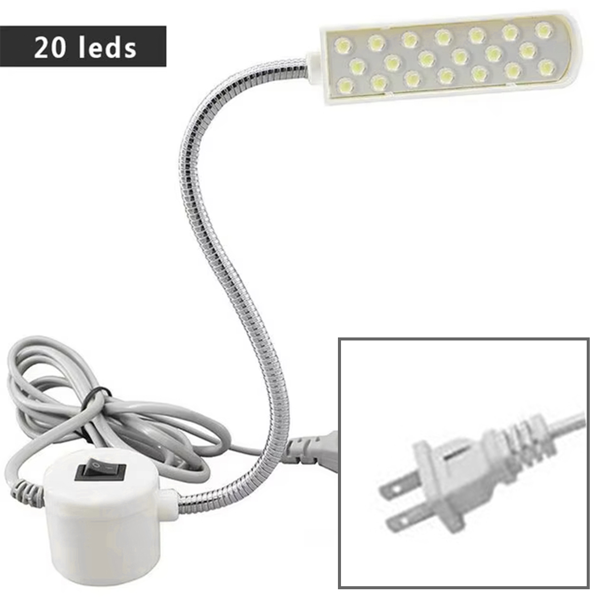 Industriële Geleide Licht 1w 2w 3w Flexibele Werklicht Adsorbed Basisarm Gooseneck Werken Eu/Us Plug Hanger Magnetische Naaimachine: Red & Yellow & Blue