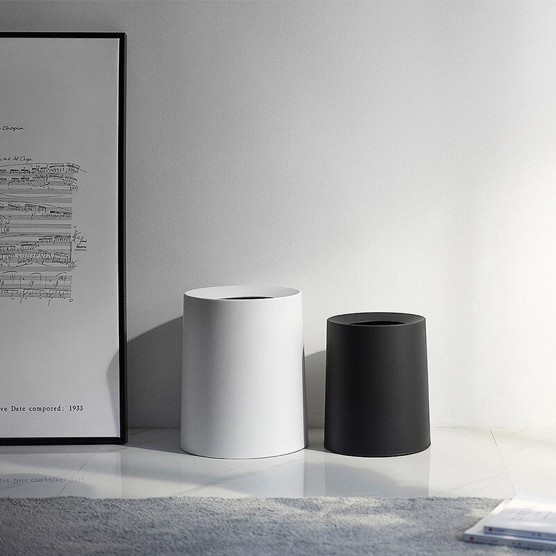 Europese Double-Layer Ronde Afvalbakken Thuis Woonkamer Slaapkamer Mode Opslag Bin Scrub Wc Keuken Zonder Deksel Prullenbak kan