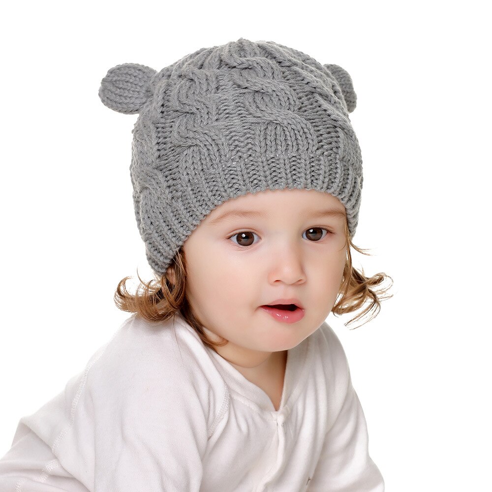 Vinter baby hüte für mädchen hut für junge herbst niedlich ohr baby gestrickte warme mütze + handschuhe kinder hüte kappe kinder