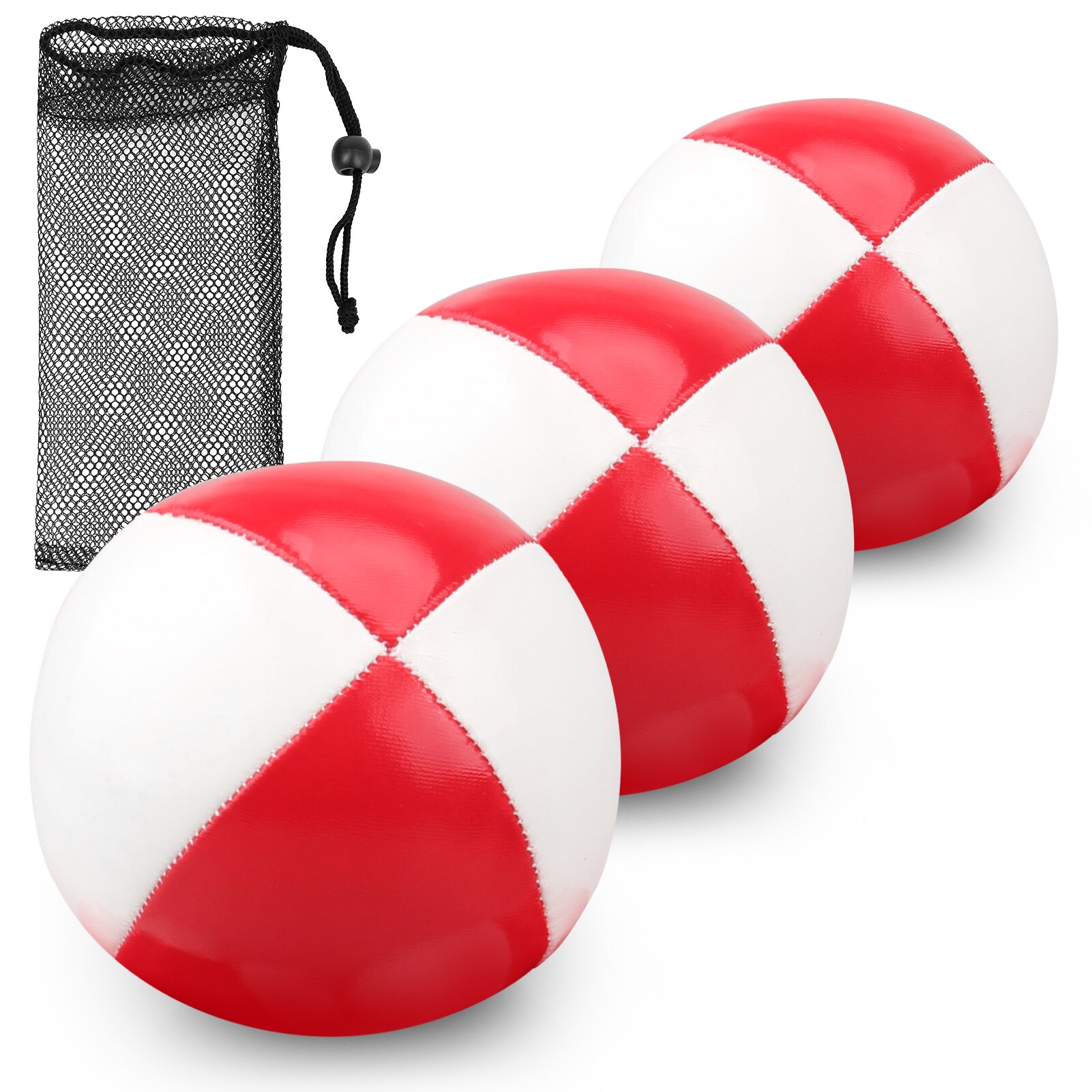 3pcs Set Juggling Balls 65mm PU Stuffed Balls Juggling Set for Kids Beginners Home Office Fitness Equipment: Red