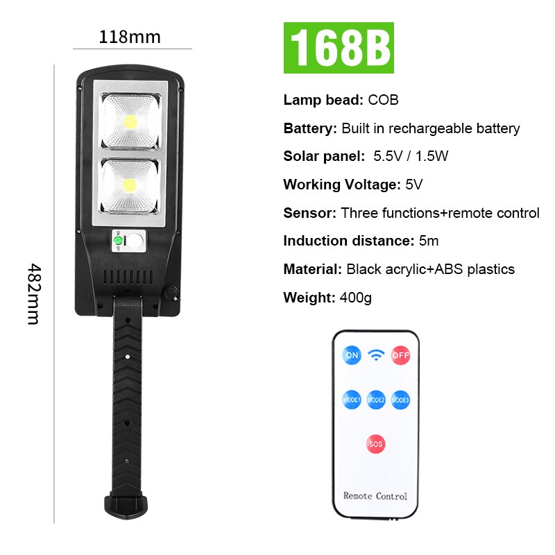 Led Solar Light IP65 Waterdichte Solar Motion Sensor Licht Outdoor Dimbare Straat Lamp Met Afstandsbediening Voor Tuin Decoratie: JX168B