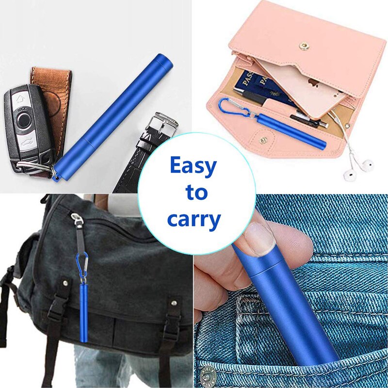 Telescopic Metal Drinking Straw Collapsible Reusable Straw Portable Stainless Steel Straw with Case and Brush for Travel Outdoor