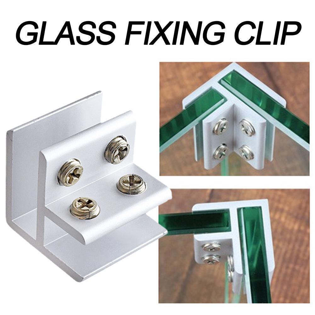 Glass Fixing Clip Glass Clamp Glass Board Double Sides 90 Degrees L Style Aluminum Glass Clamps Shelves Support Bracket Clips