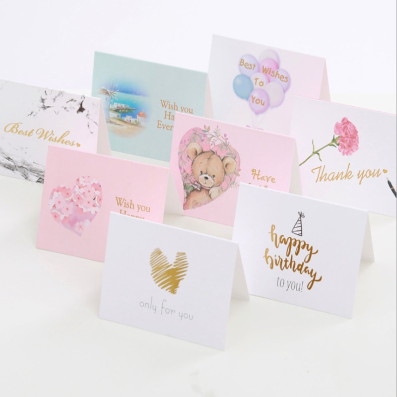 Rectangle "Thank you "card Small message card Writable card decoration card Folding card greeting card envelope