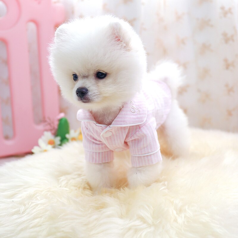 Petcircle hund hvalpetøj stribet bomuld og hør pyjamas kæledyr kat til bamse schnauzer chihuahua bichon til lille hundetøj