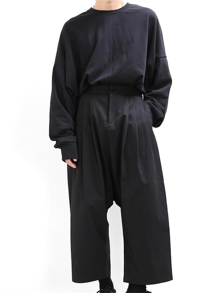 Männer's lässig Hose weit-Bein Hose culottes neun-Punkt Hose lose dunkel