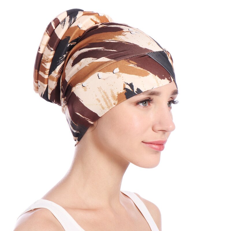 Vrouwen Slaap Zachte Tulband Pre Gebonden Katoen India Chemo Cap Beanie Tulband Hoofddeksels Badmuts: style4