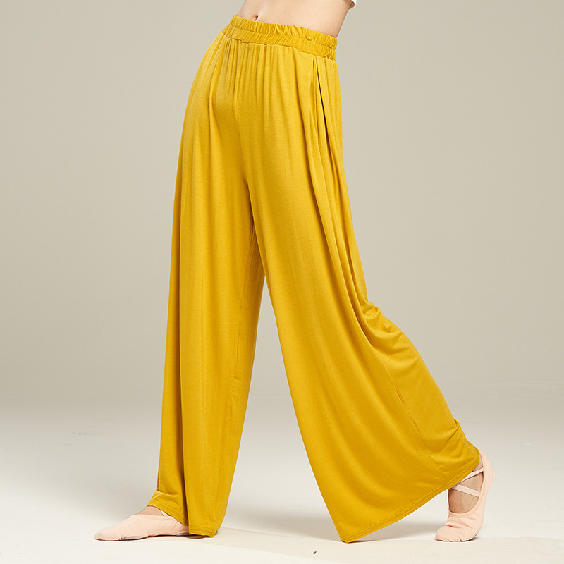 12 farben modal modern tanzen Hosen Für Frauen verlieren Breite Bein Elastische Ballett Ausbildung Hosen Hohe Taille Klassischen Tanz Damen: M / Braun