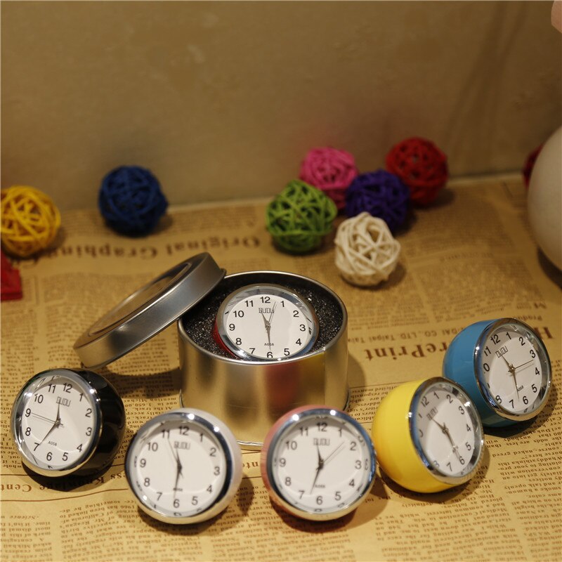 Retro Exquisite Mini Table Clock Multicolor Optional Circular Metal Table Clock Needle Desk Clock 4cm WY52619