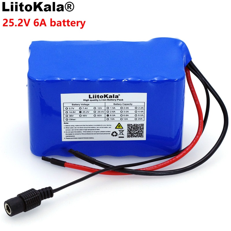 LiitoK 24 V 6Ah 6S3P 18650 Batterij 6000 mAh Elektrische Fiets Bromfiets/Elektrische/Li ion Batterij met 25.2 v BMS Bescherming