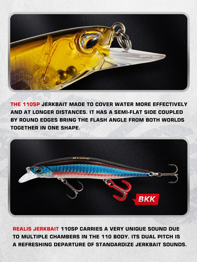 Realis jerkbait 110sp kunstaas voor zeebaars, zwevende glans, lange werpafstand, hard kunstaas  jt9340