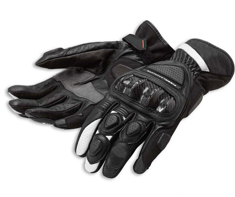 Åndbart læder motorcykel handsker racing handsker herre motocross handsker til ducati guantes moto rekawice motocyklowe: Sort / L