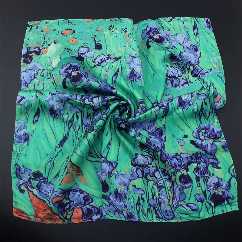 Van Gogh Oil Painting Square Scarves Silk Scarf Bandanna Women Scarf Head Neck Tie Band Neckerchief