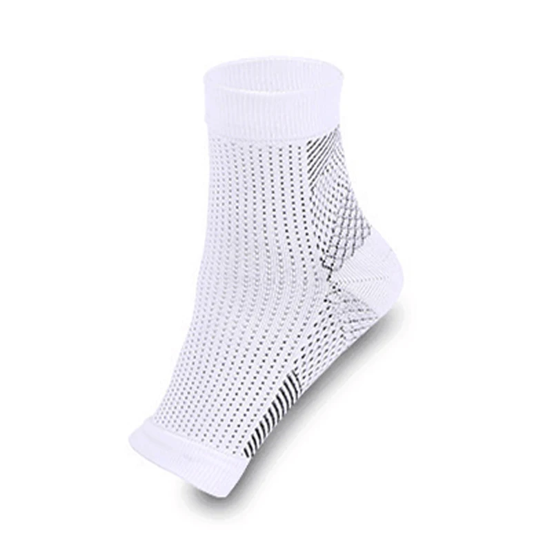 S-2XL chaussettes à bout ouvert hommes cheville Compression pied protéger ange manches talon soutien de la voûte plantaire soulagement de la douleur chaussettes de sport chaudes femmes chaussettes: M / WHITE