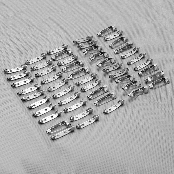 50Pcs 2-Hole Safety Brooch Back Bar Pins Badge Broach Fastener Findings