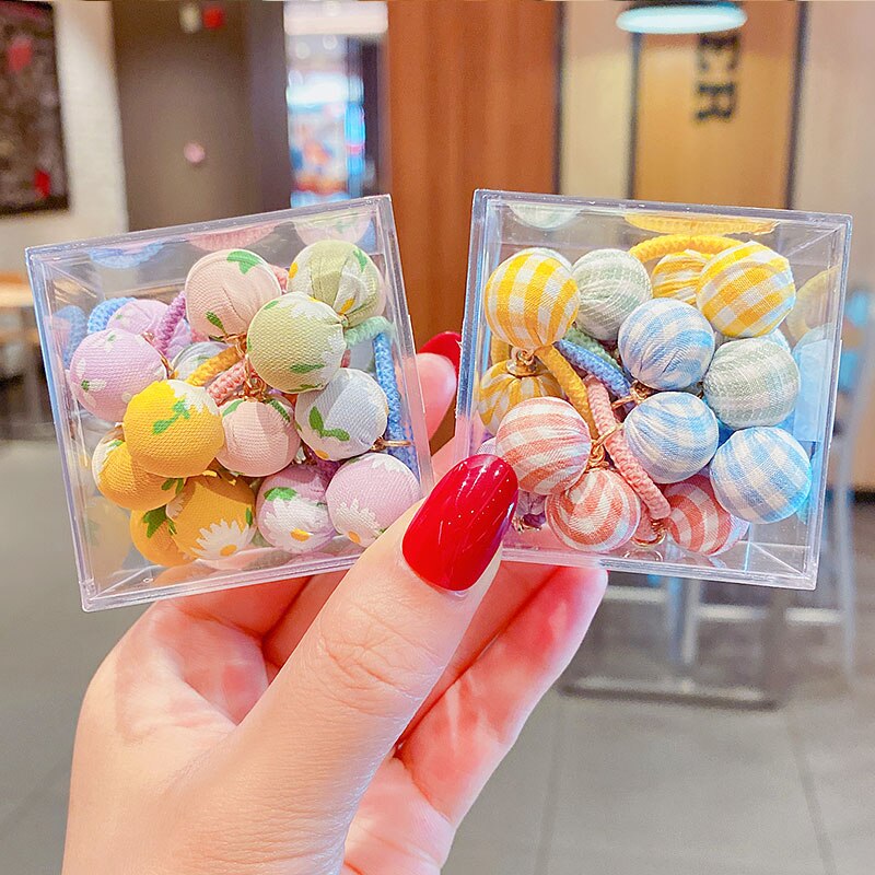 10/20/30PCS/Set Girl Cute Boll Flower Elastic Hair Bands Mini Hair Ring Ponytail Holder Scrunchies Kid Princess Hair Accessories: 08