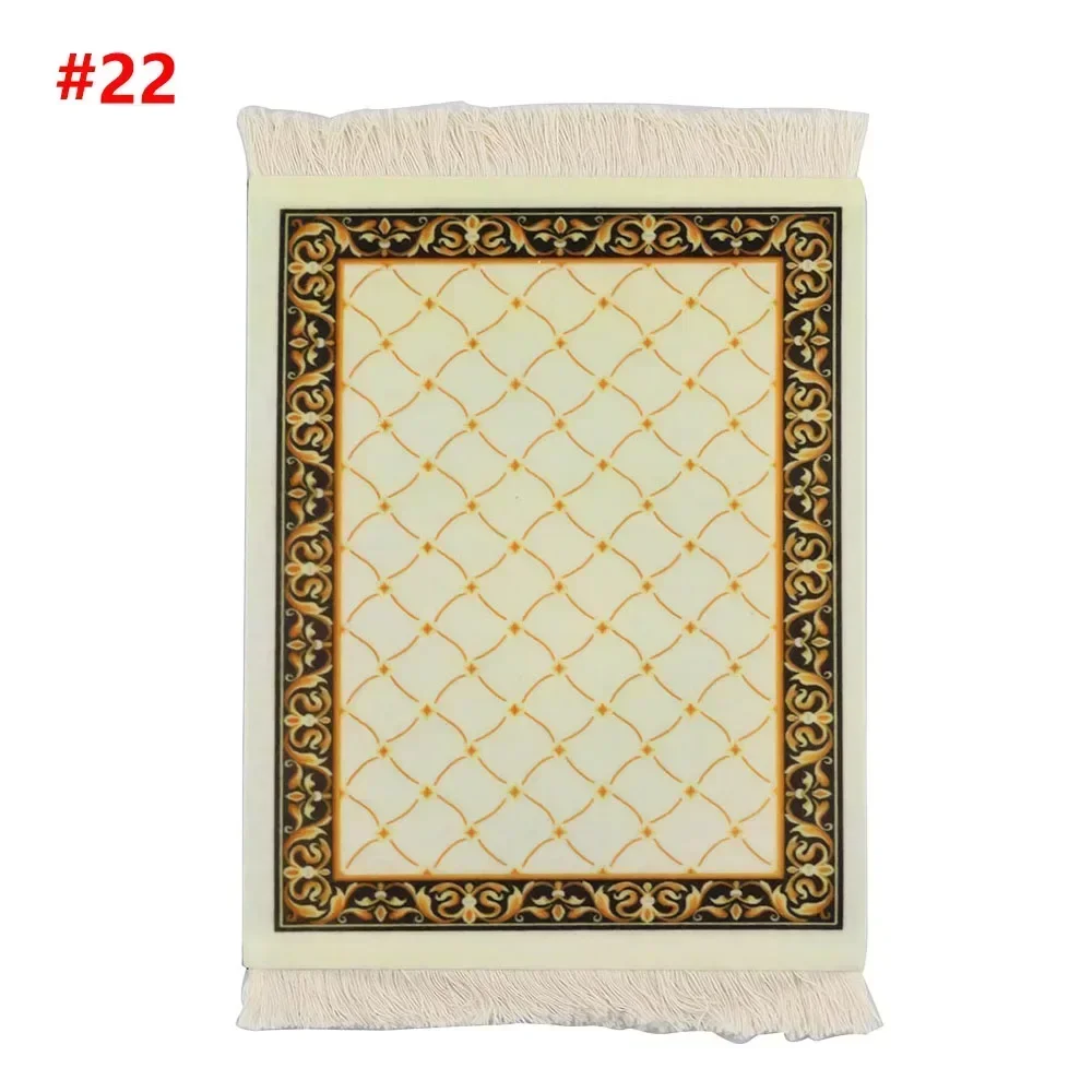 PC Mouse Pad Persian Mini Woven Rug Mat Mousepad Retro Style Carpet Pattern Cup laptop with Home Office Table Decor Craft table: Silver