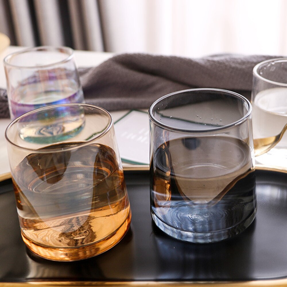220ML Japanese Style Water Glass Colorful Household Whiskey Glass Thick Bottom Ion Plated Water Juice Glass Glass