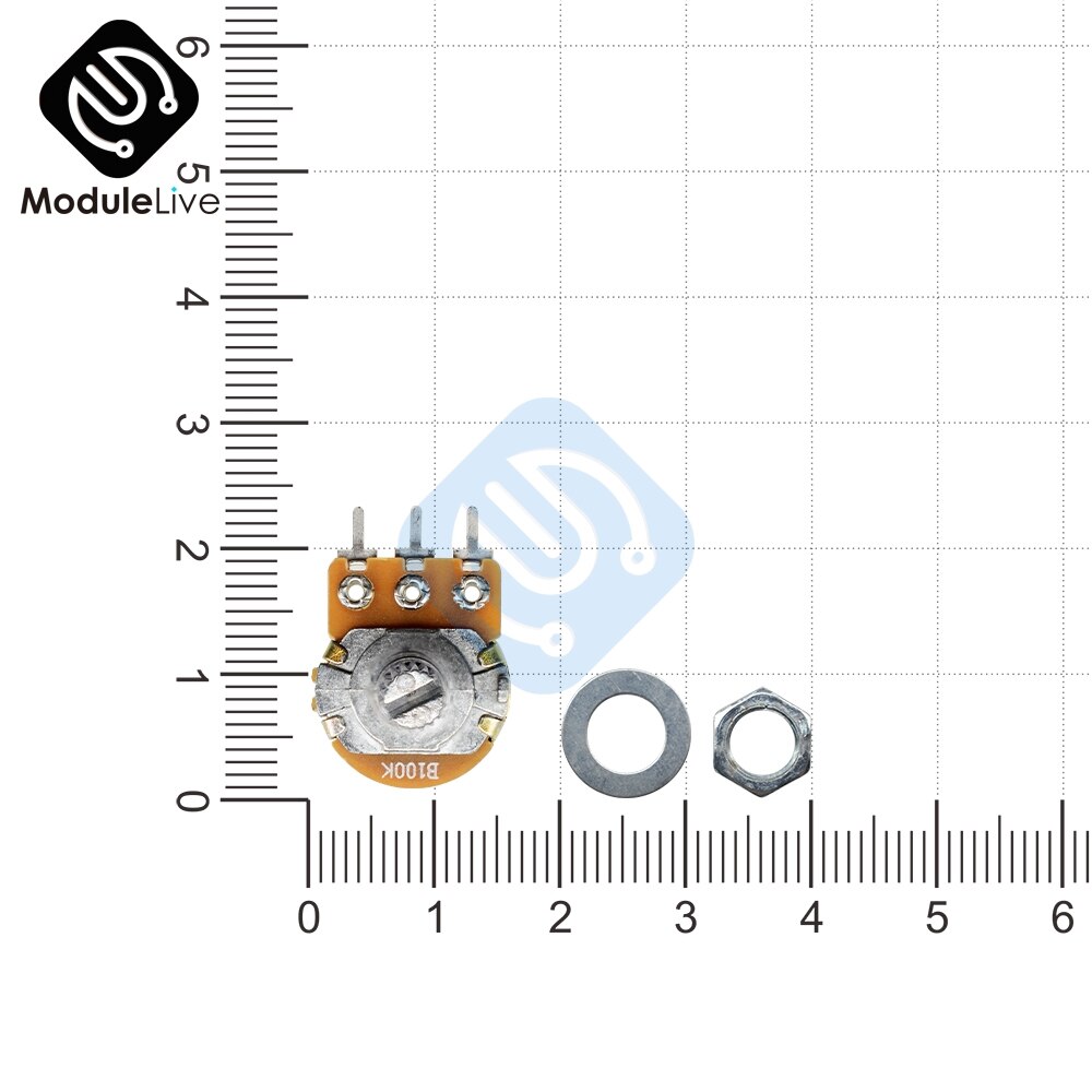 B1K B2K B10K B20K B50K B250K B1M 20mm 6 Pins Single-Stereo-Potentiometer Weerstand Poti Potentiometer Mit welle Split voor WH148