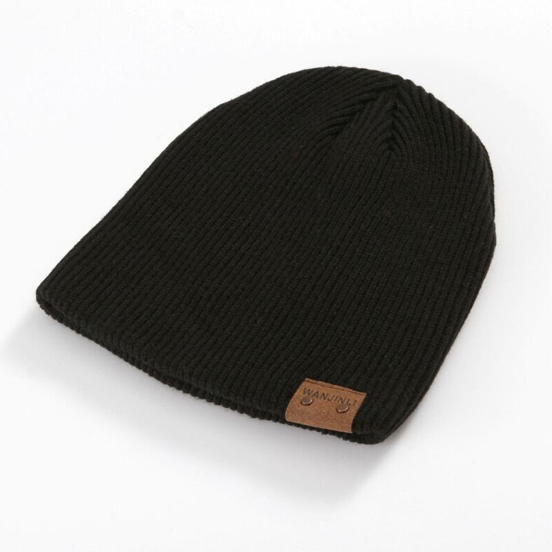 1 stk vinter hold ude den kolde varm stribe dobbelt stof strikket hue mærke bomuld skullies hue hatte til mænd 5 farver