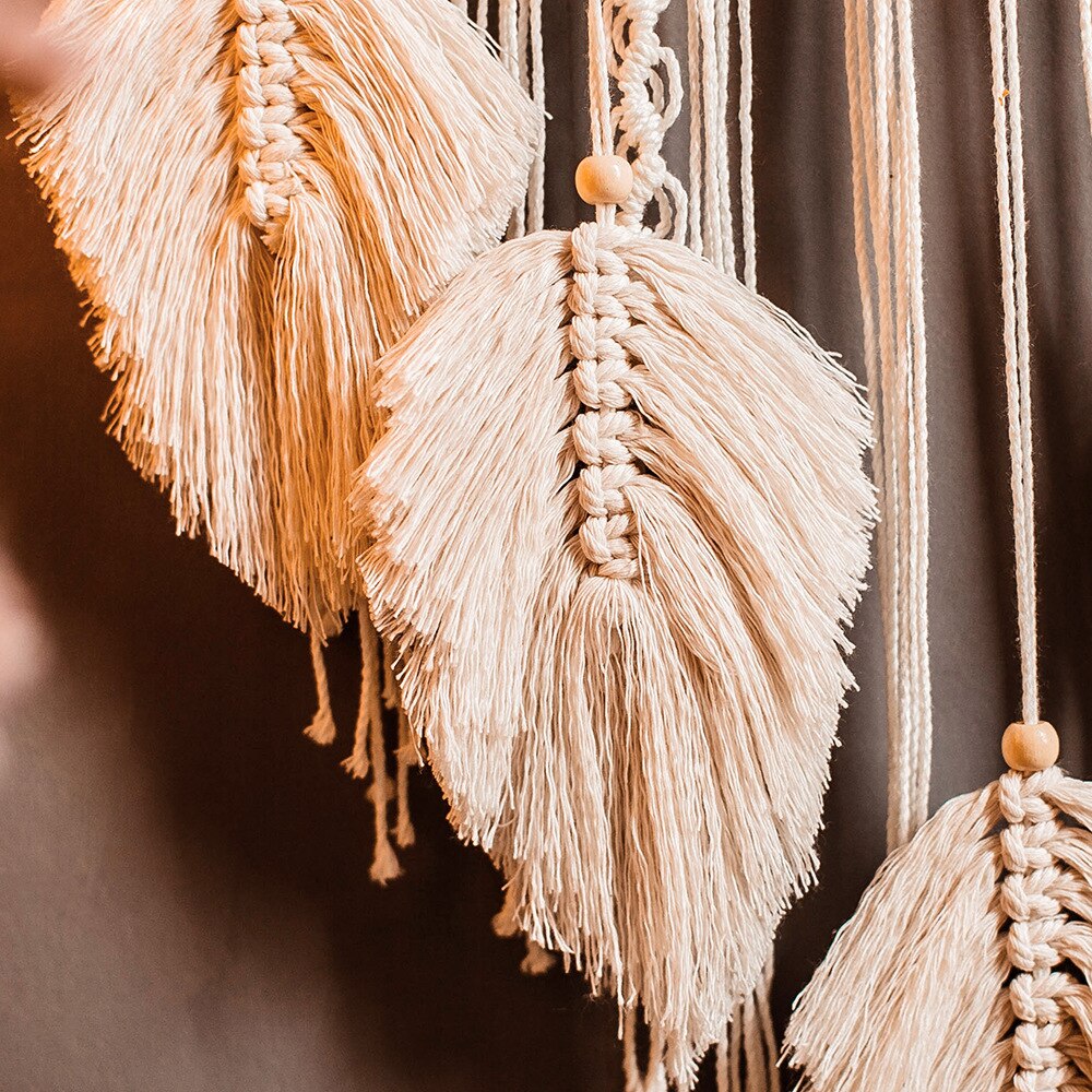 Boheme håndvævede smukke hængende bøjler vægindretning til hjemmet stue macrame tapet vægophæng boho
