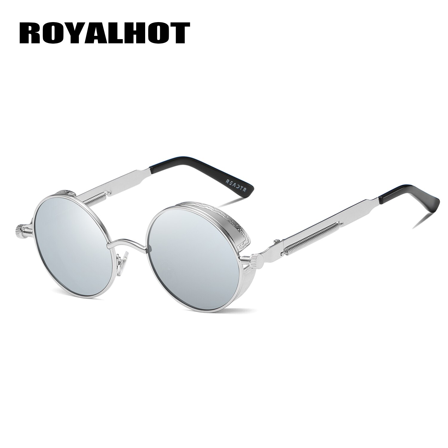 RoyalHot Mannen Vrouwen Gepolariseerde Aloy Ronde Retro Frame Zonnebril Rijden Zonnebril Shades Óculos masculino Mannelijke p1008: Silver