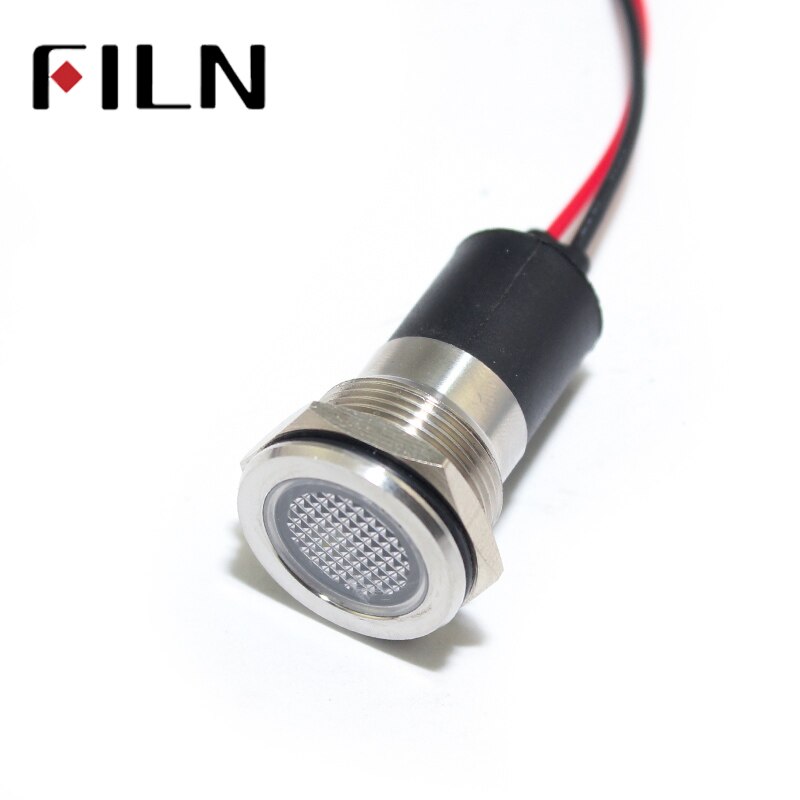 FILN red green yellow blue white led metal 19mm mounting hole 24v 110v 220v 12v indicator light with 20cm cable