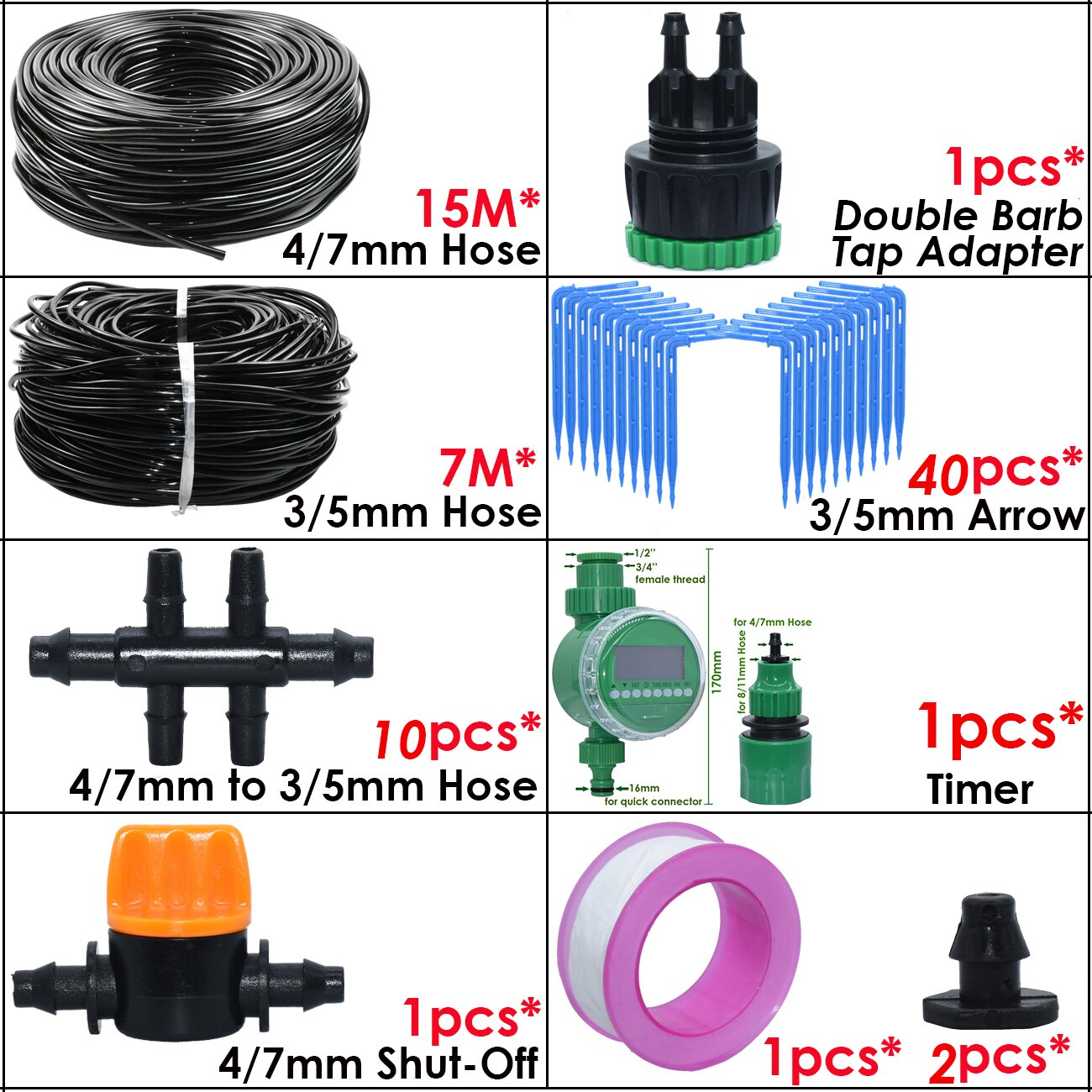 Kas Automatische Elleboog Emitter Drip Systeem 4/7 3/5Mm Slang Tuin Watering Irrigatie Kit Voor Thuis Ingemaakte plant: plum
