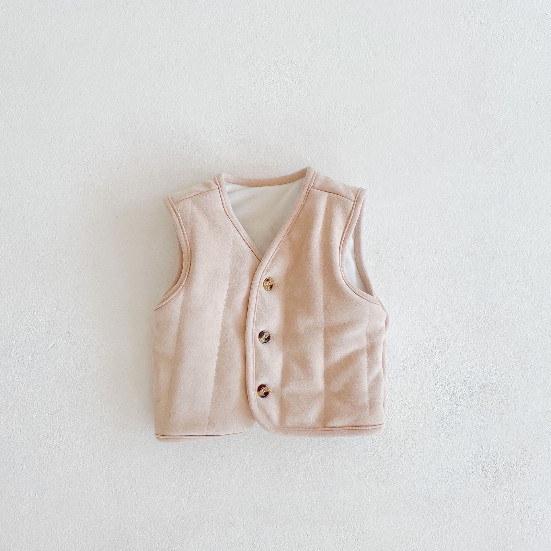 Winter 3-36M Baby Meisjes En Jongens All-Match Gewatteerde Verdikte Warm Puur Katoen Vest Baby Effen kleur Vest Vest Jas: Apricot / 100CM