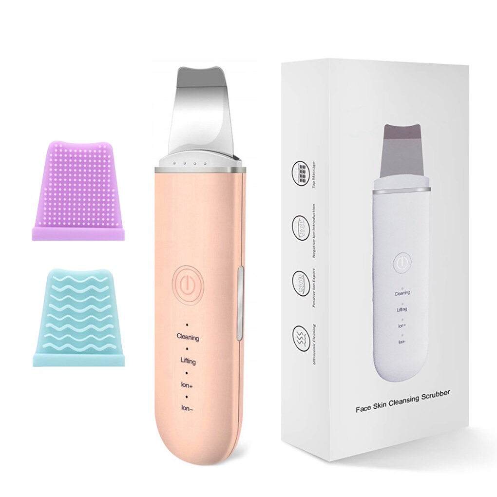 Skin Scrubber Exfoliating Beauty Facial Face Spatula Household 45 Degree Skincare Blackhead Remover with 2 Heads: pink