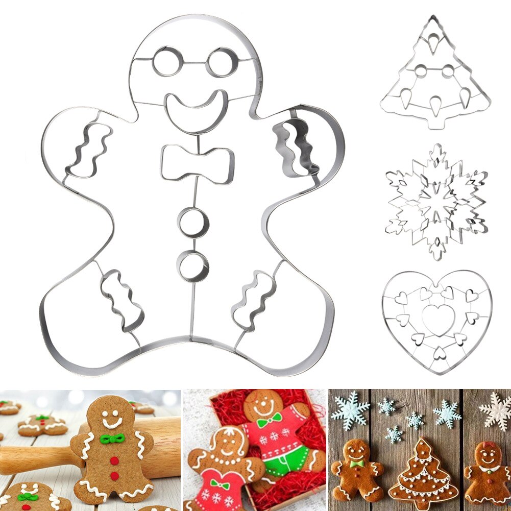 Rvs Kerstboom Sneeuwvlok Biscuit Cutter Mold Cake Decor Bakken Tool GQ999