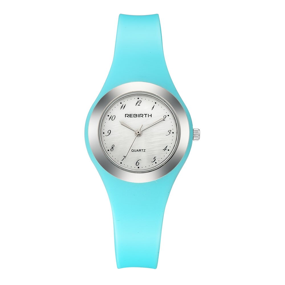 Reborn-montre-bracelet à Quartz pour femmes, bracelet en Silicone, de supérieure, montre pour femme: Bleu ciel