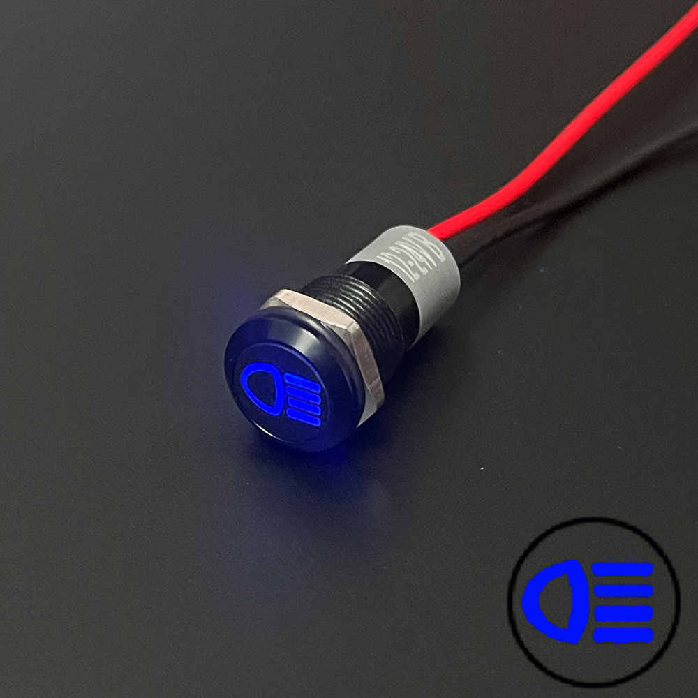 8/12/14MM Black Housing Metal Indicator Light Waterproof Car LED Pilot Signal Lamp Panel Dashboard Warning 12V 24V Customization: 3XL / Blue