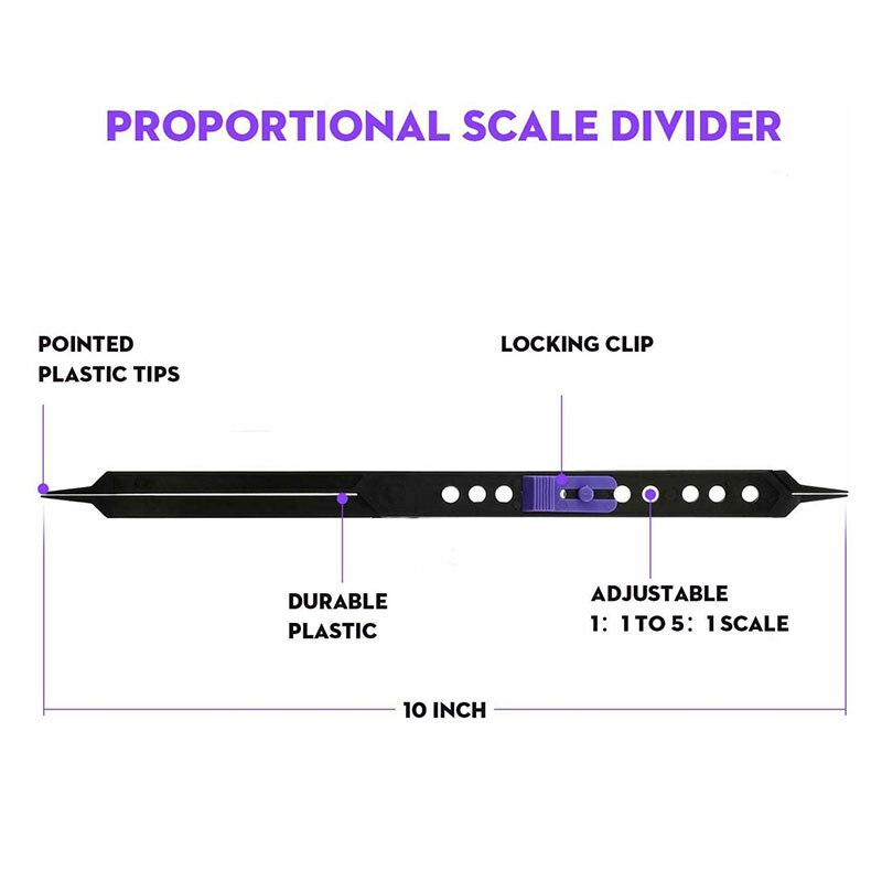 Divisor de escala proporcional de 10 pulgadas, herramienta de dibujo para artistas, Círculo de dibujo de plástico ajustable, brújula, instrumento de enseñanza