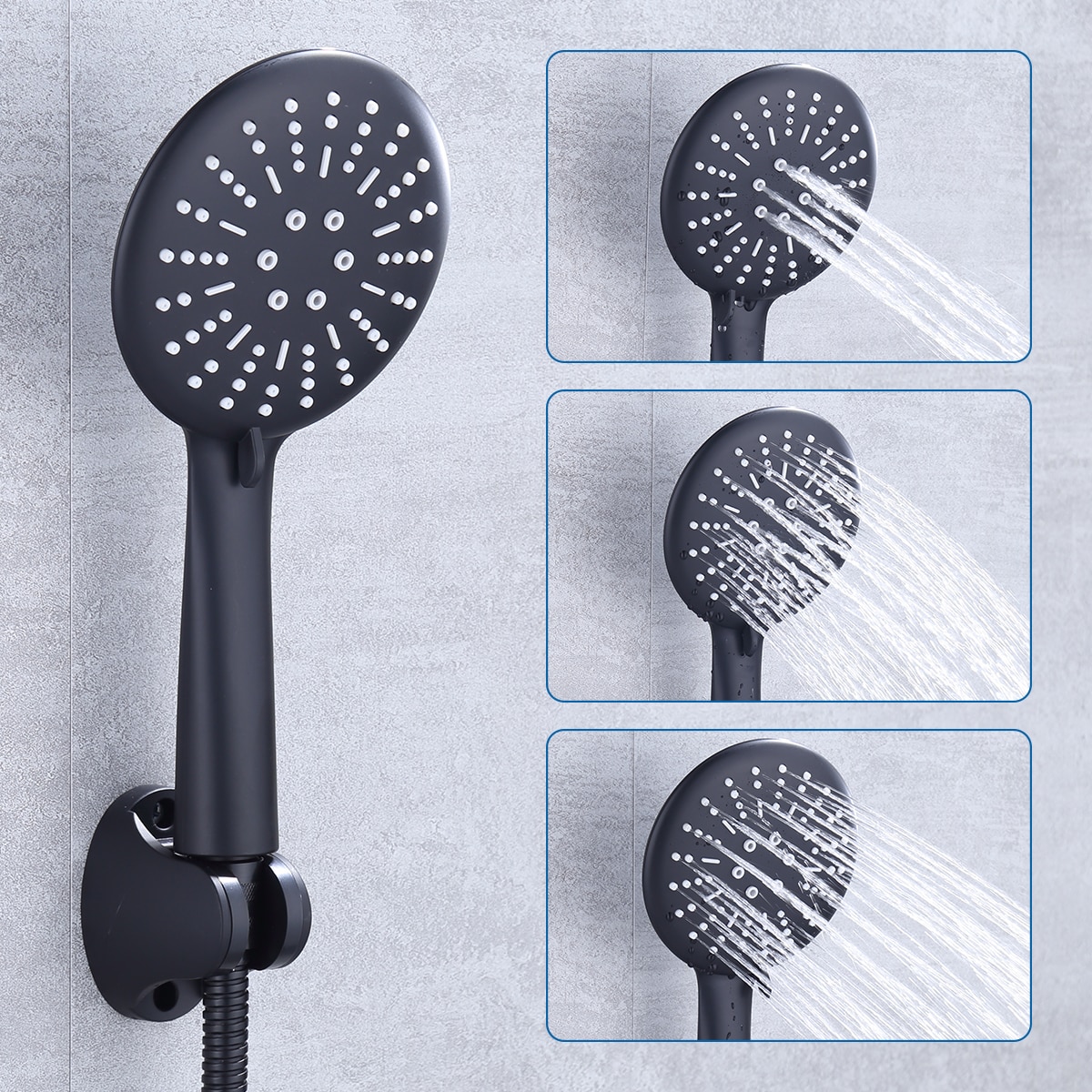Bathroom Removable Hand-Held Shower Set 3 Function Rainfall Spray Headshower with Bathroom Accessories of 1.5M hose Shower