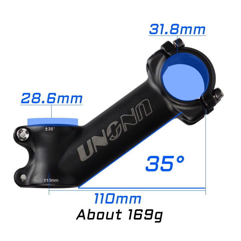 UNO MTB Vorbauten Fahrrad Vorbau Mtb Rennrad Vorbau 25.4/31,8mm Ultraleichte Vorbau 35 Grad 70 90 110mm Lenker Stamm matt Schwarz: 31.8x110mm