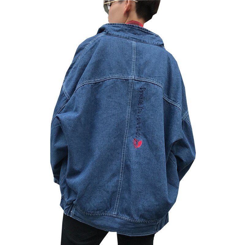 Spring Autumn streetwear hip hop jacket loose jacket youth jacket trendy men\&#39;s teenagers casual coat denim jacket: M