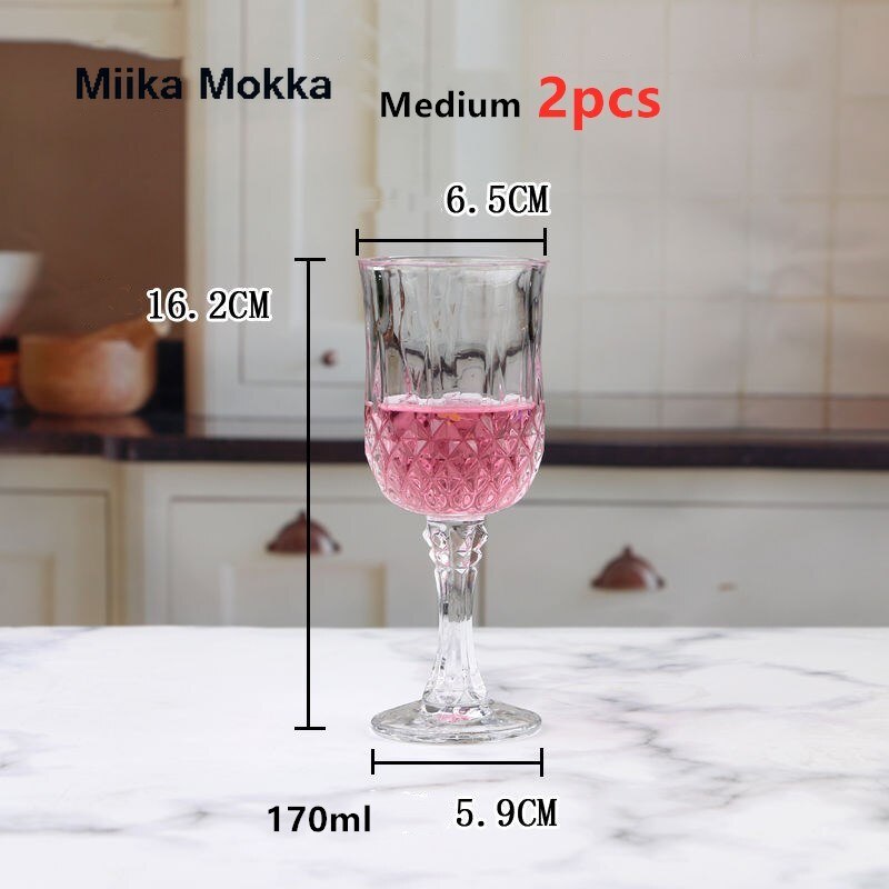2pcs Diamond Pattern Wine Glass Crystal Wiskey Champagne Glasses Bordeaux Burgundy Wedding Party Birthday Lead-Free: B  medium 2pcs