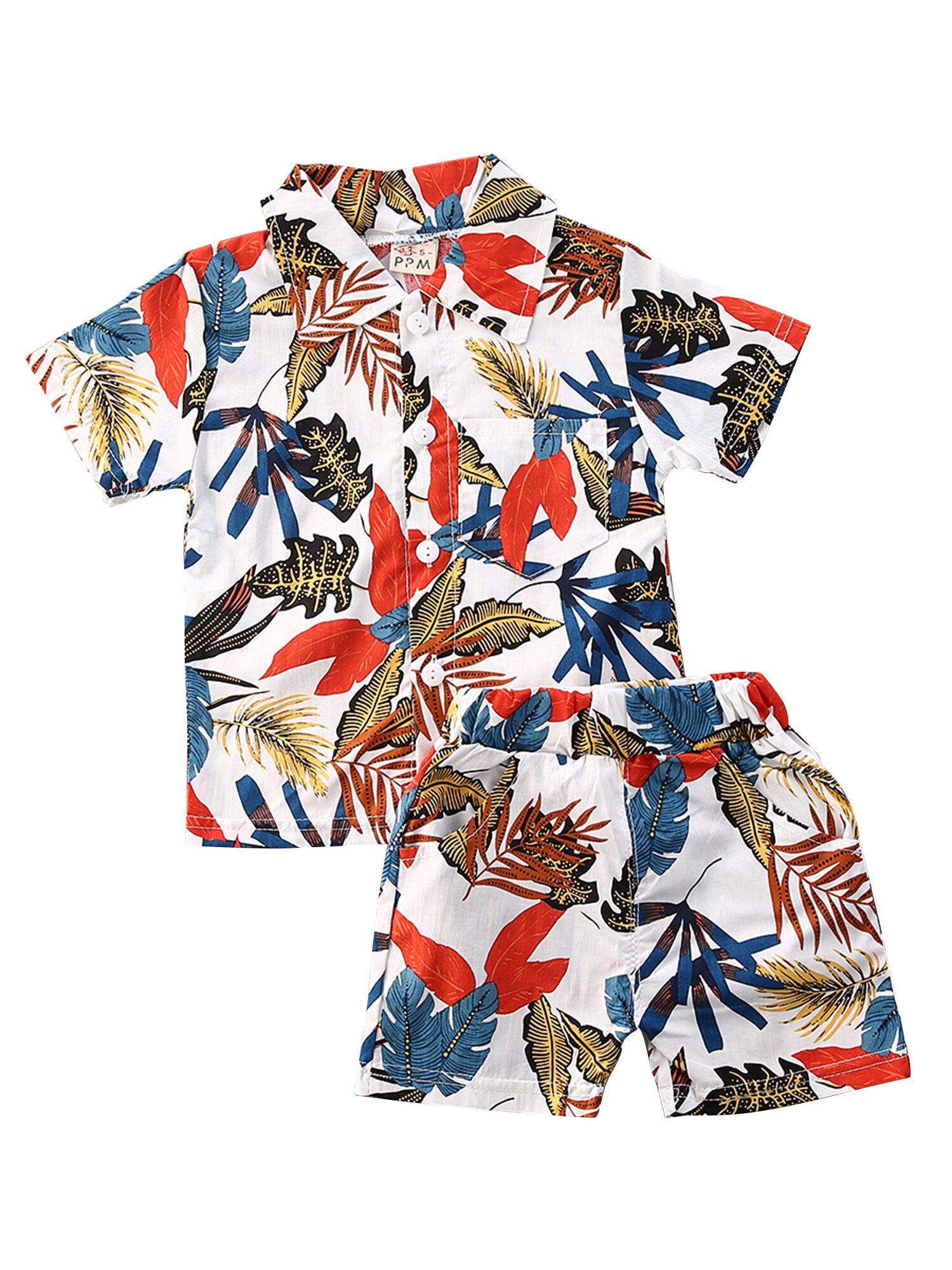 Dziecięce zestawy ubrań dla chłopców 12 kolorów kwiatowy Print t-shirty z krótkim rękawem topy + spodenki wakacyjny strój na lato 1-6Y: H / 4 t