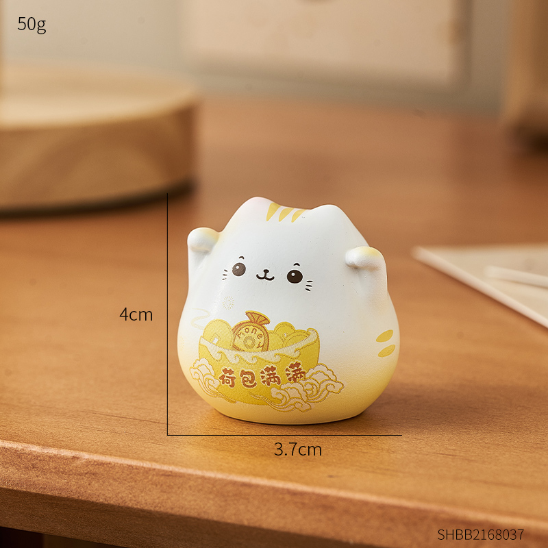 Maneki Neko-decoración del hogar, adornos de gato de la suerte, artesanías de cerámica, estatuas de animales de la fortuna, decoración de habitación, accesorios de escritorio,: Gris claro