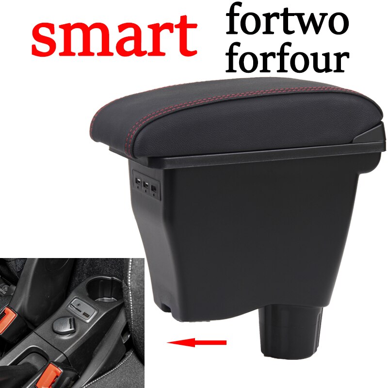 Voor Smart Fortwo Armsteun Doos Universele Car Center Console Smart Forfour Caja Modificatie Dubbele Verhoogd Met Usb Geen Montage