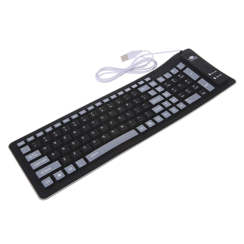 soft and durable, comfortable touch Foldable Keyboard Waterproof USB Wired Keyboard 103 Keys Silicone Soft Keyboard