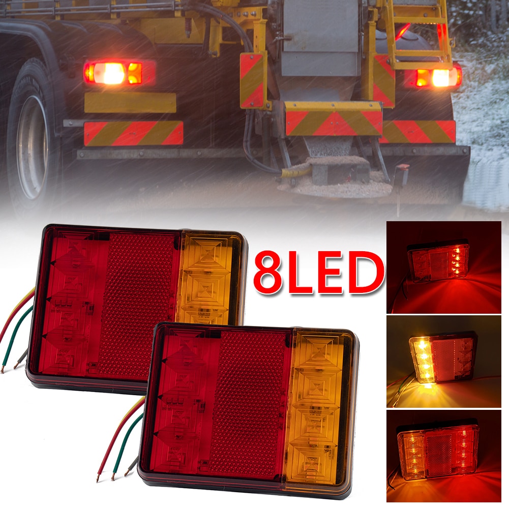 8 LED Taillight Rear Indicator Light Brake Stop Lamp for Boat Truck Trailer Waterproof Taillight Truck Light 2pcs