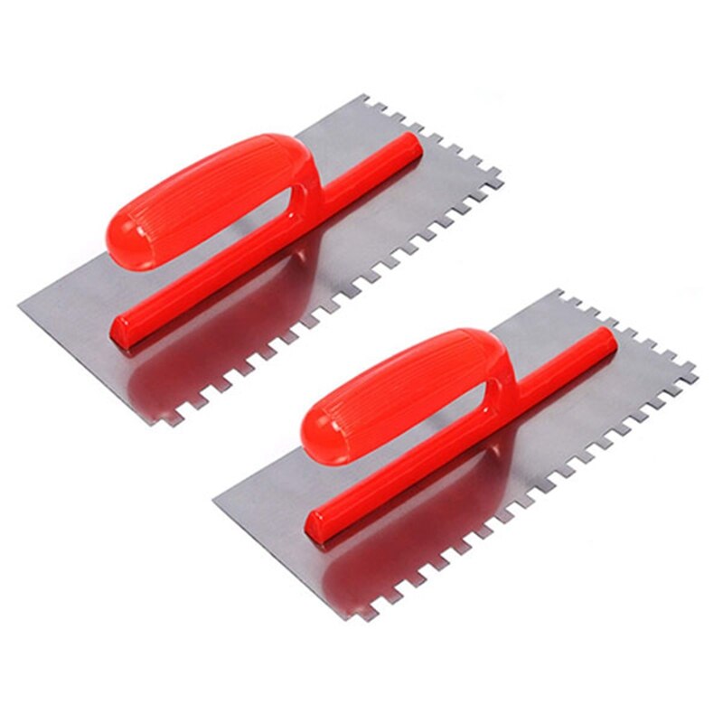 2PCS Finishing Trowel Cement Flaten Plastering Trowel With Square Notch For Tiling Wall Floor Tile Grout Trowel Masonry