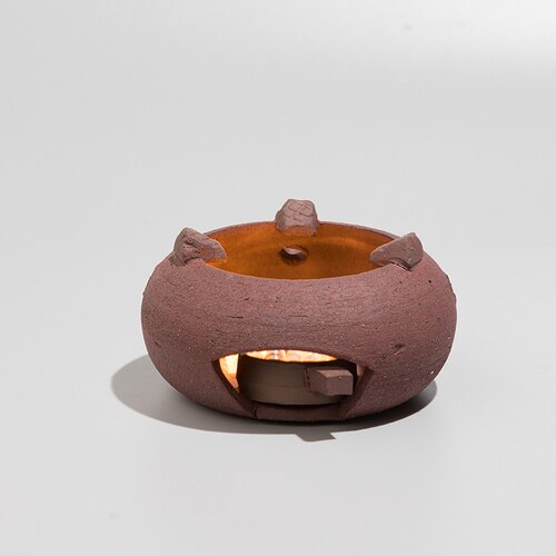 Estufa de té Vintage hecha a mano, accesorios creativos de arena de barro rojo, juego de té chino de Kung Fu, calentador de velas, decoración artesanal: C Style