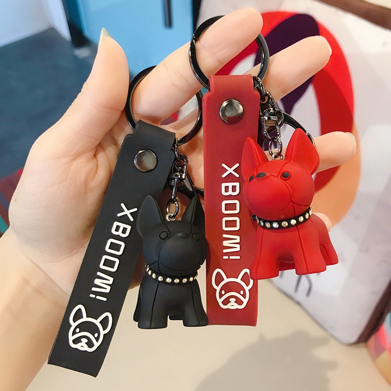 Kreative Cartoon Nette Bulldog Schlüssel Kette Haustier Hund Schlüsselanhänger Auto Brieftasche Handtasche Schlüssel Ring Halter Zubehör